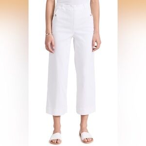 Spanx Twill Cropped Pant Women Medium White High Rise Shaping Wide Leg Crop